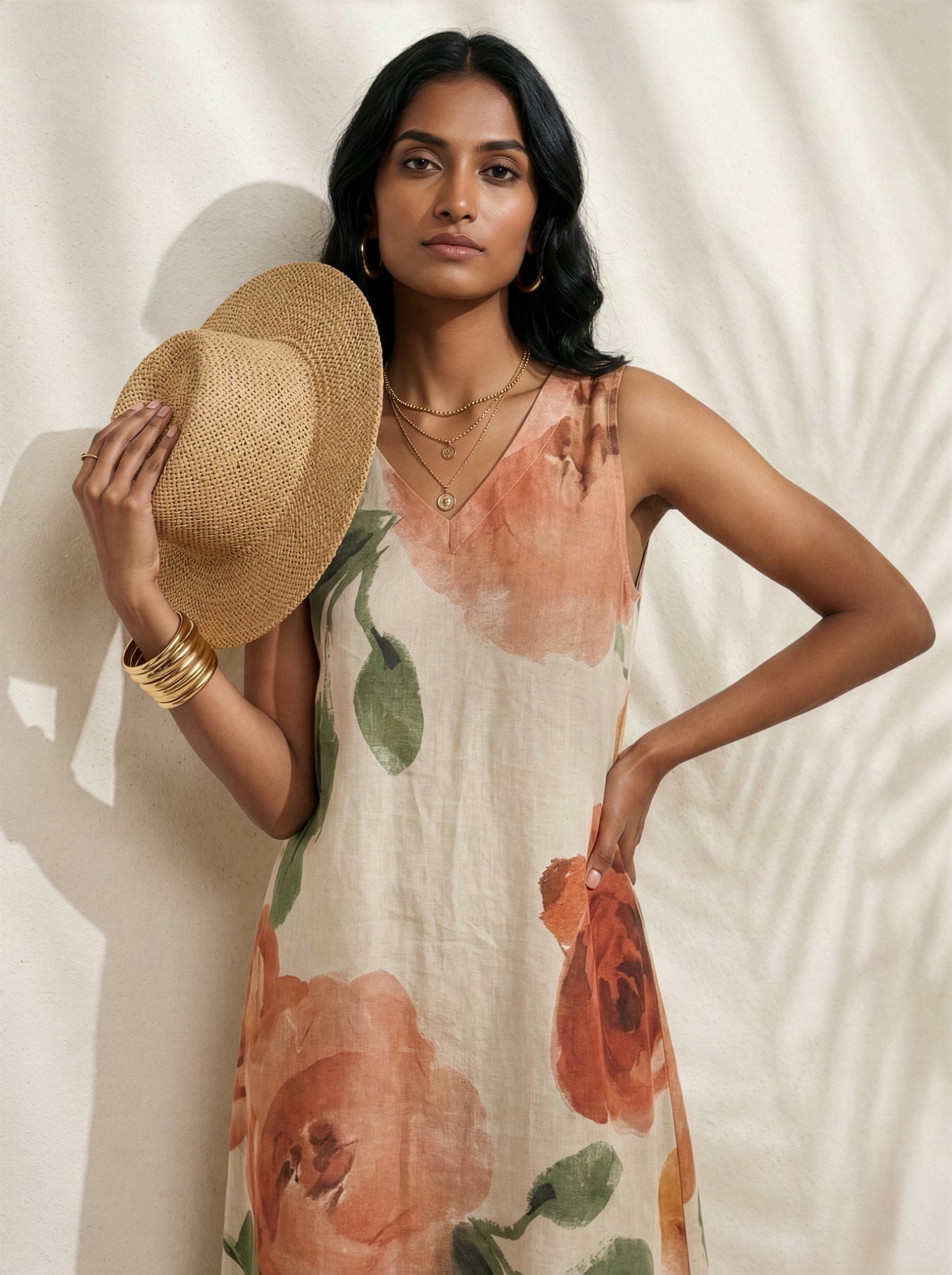 100% Linen Floral Dress