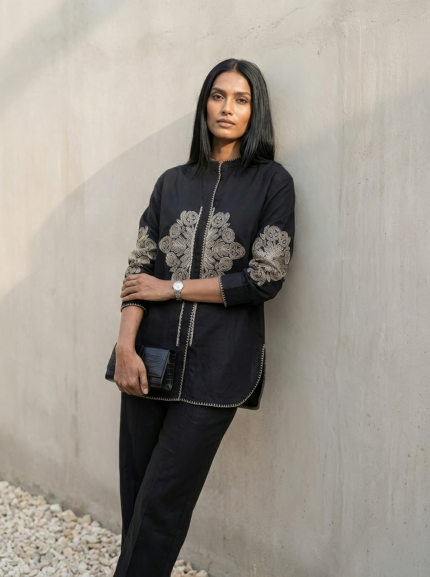 Siyah Gul Linen Co-ord Set