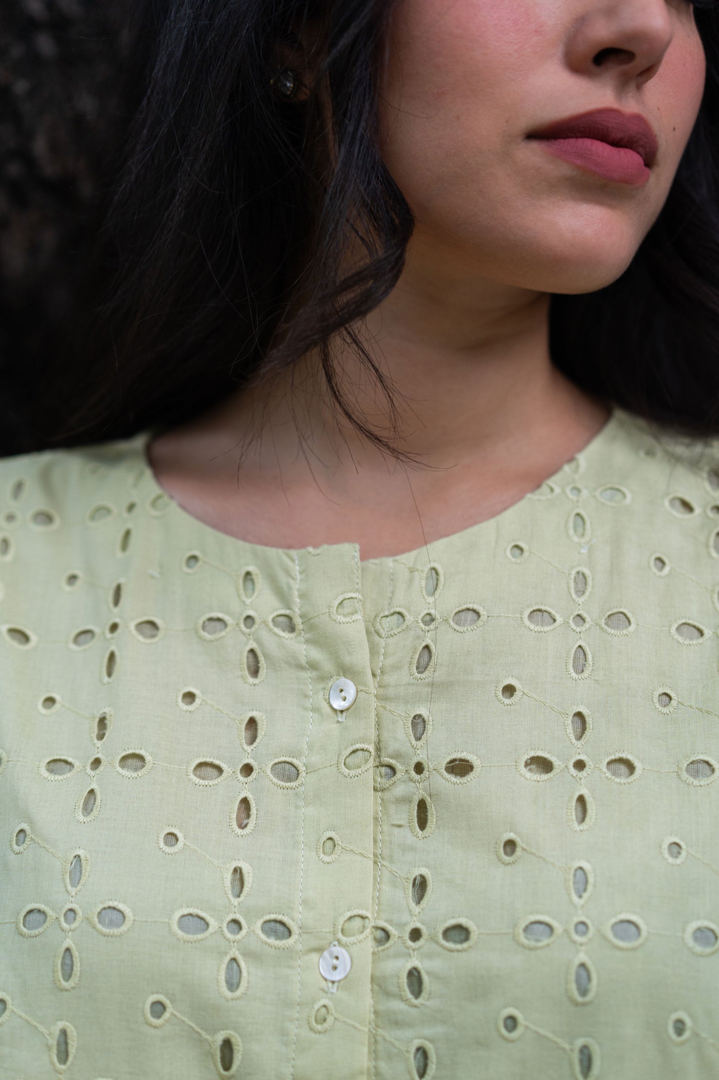 Cutwork Cotton Co-ord Set-Matcha Green