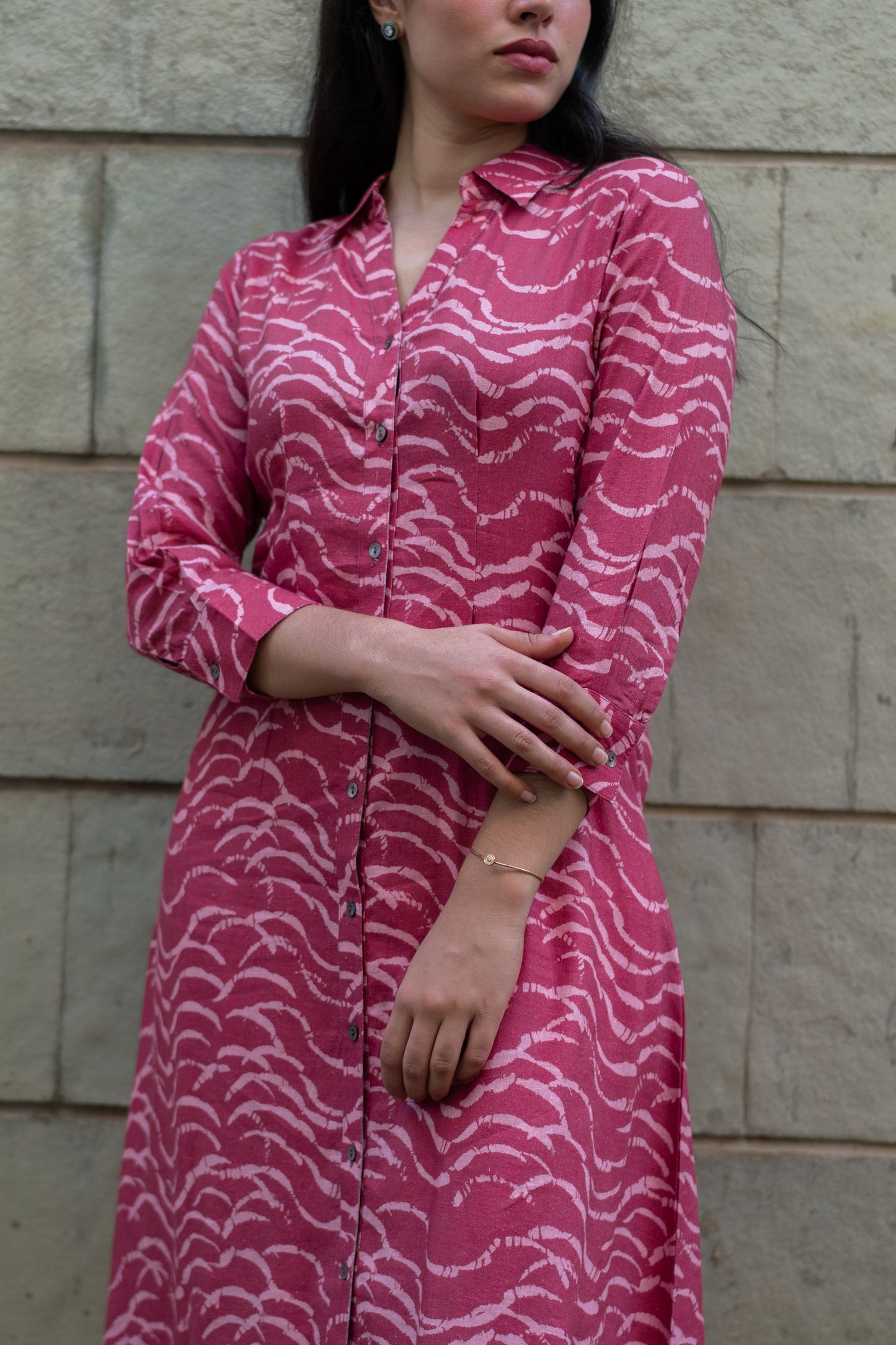 Cherry Threads Shirt Dress