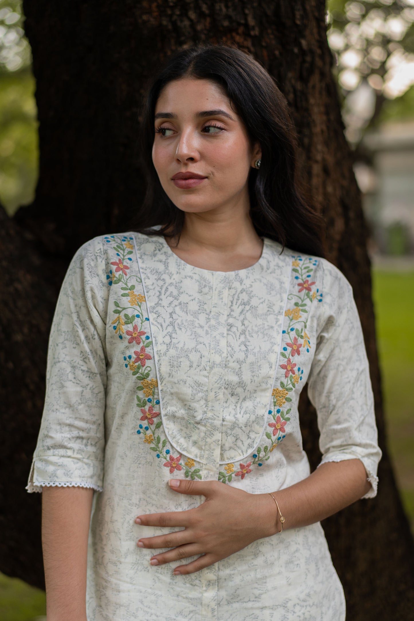 White Handblock Linen Kurta