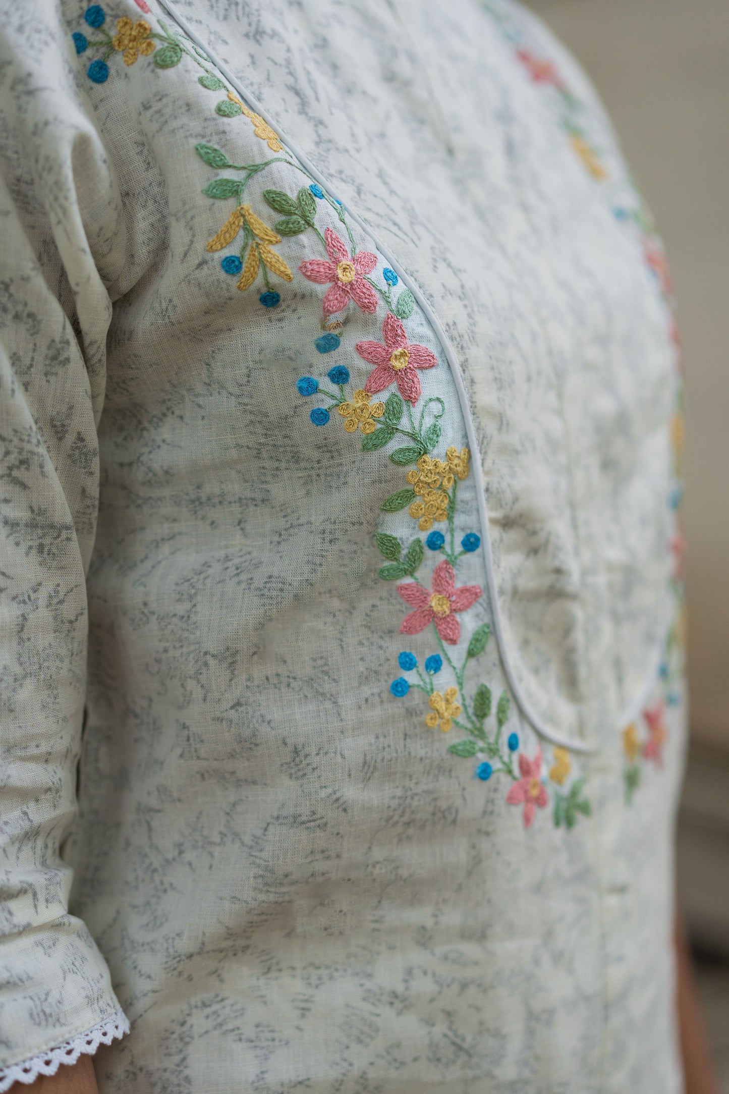 White Handblock Linen Kurta