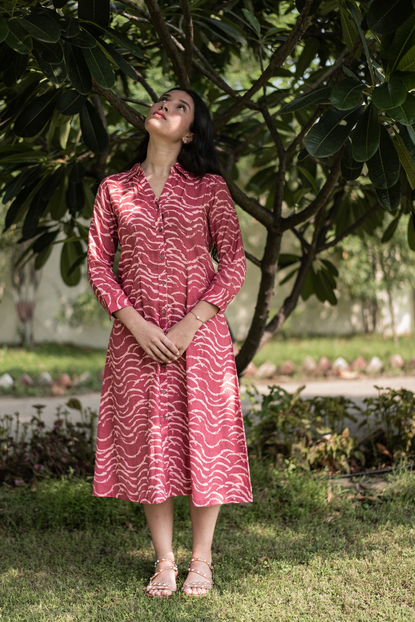 Cherry Threads Shirt Dress