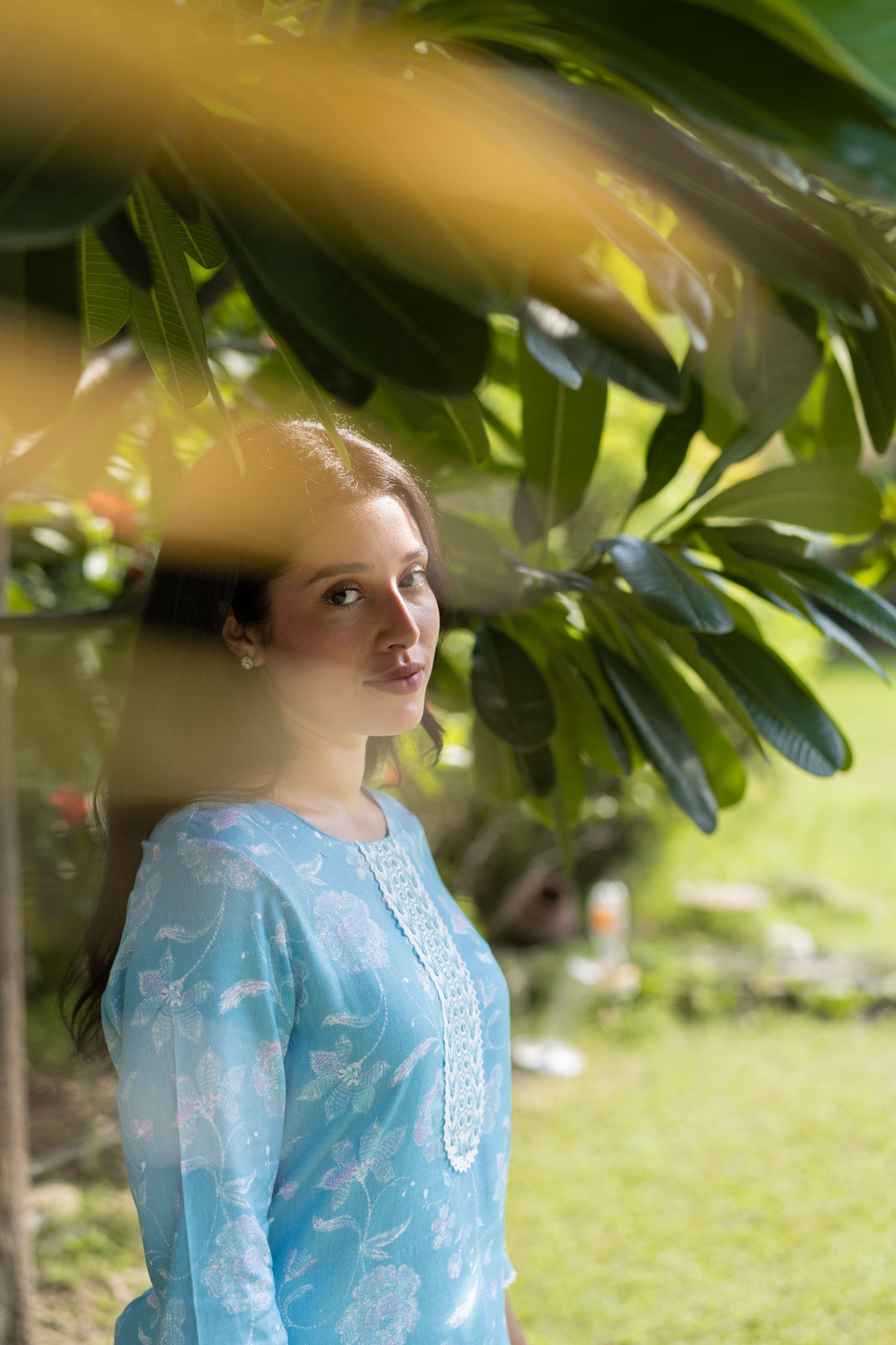 Blue Mirrorwork Linen Kurta