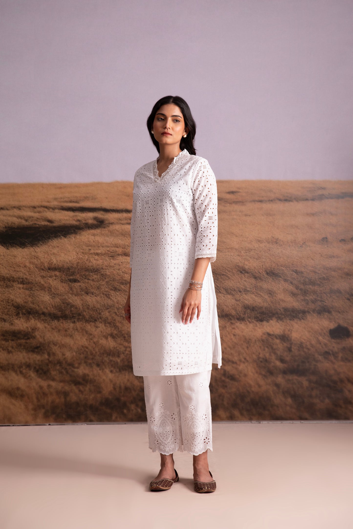 Cutwork Cotton Kurta Set