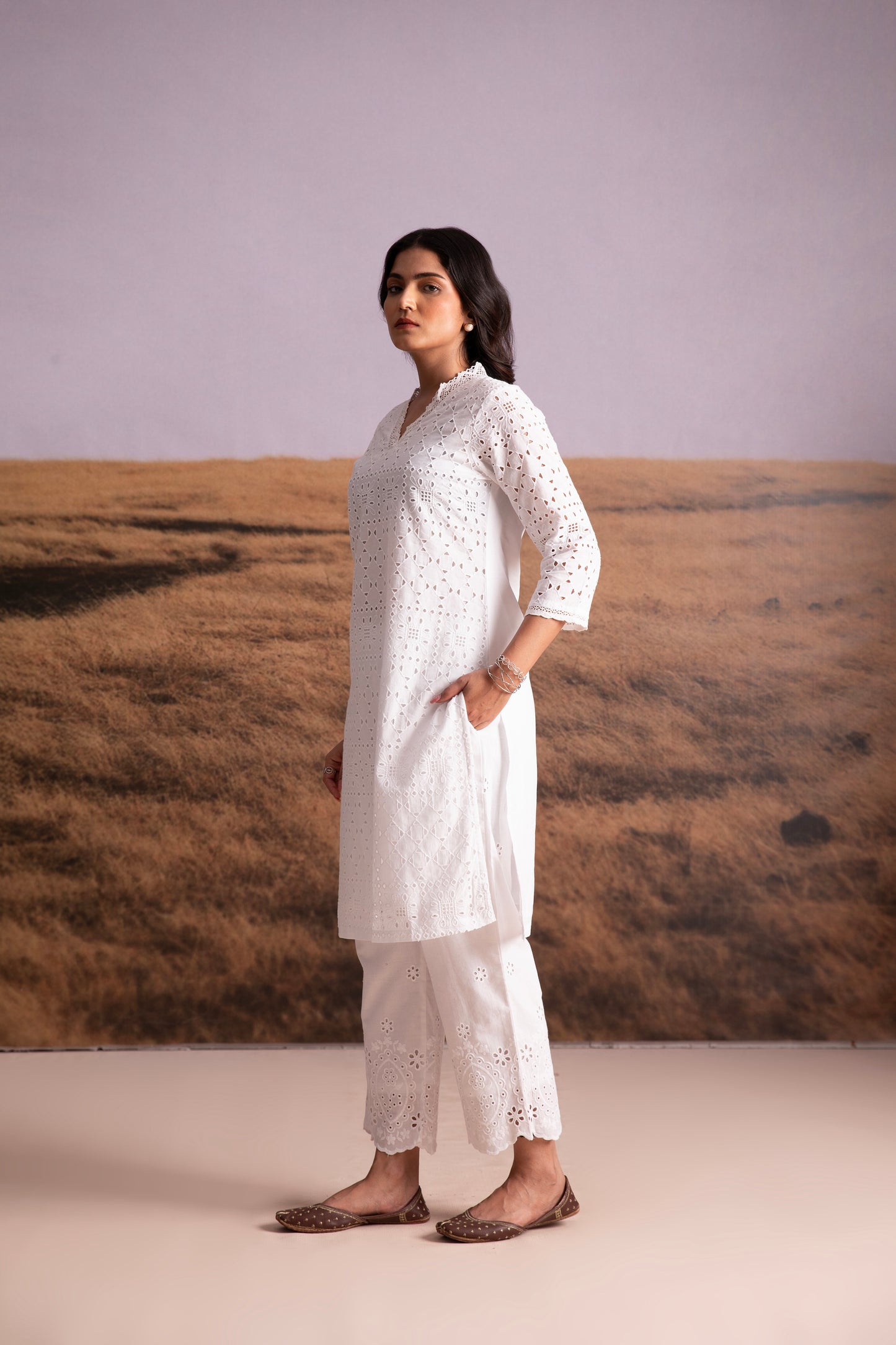 Cutwork Cotton Kurta Set