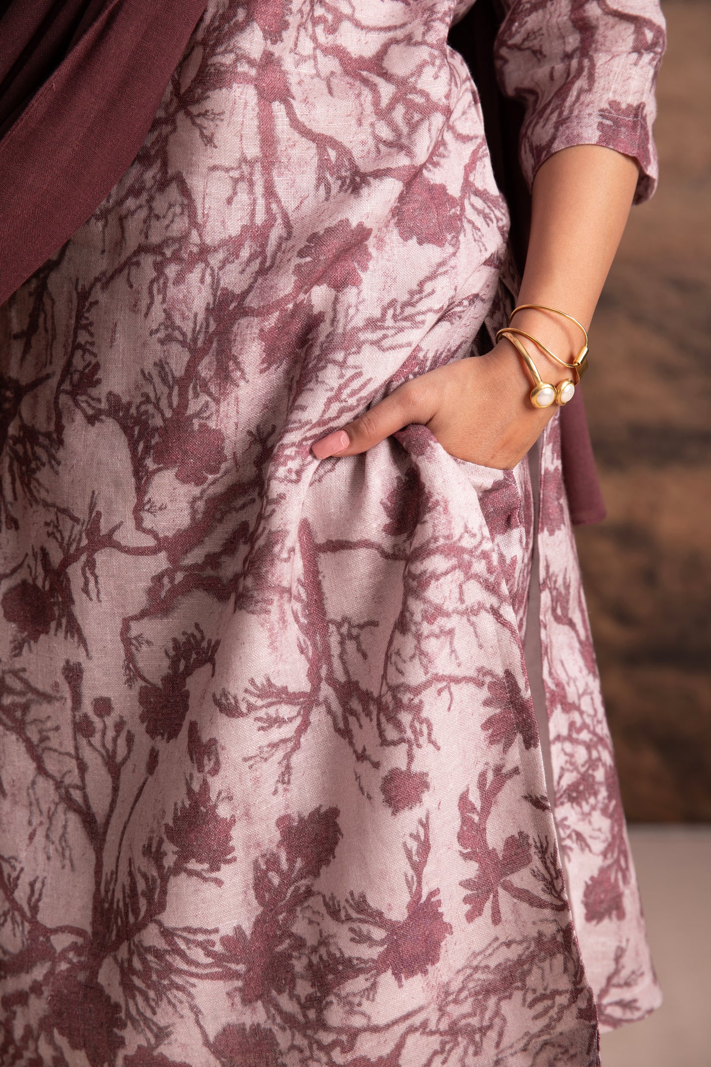 Pure Hemp Cocoa Kurta Set with Odhani