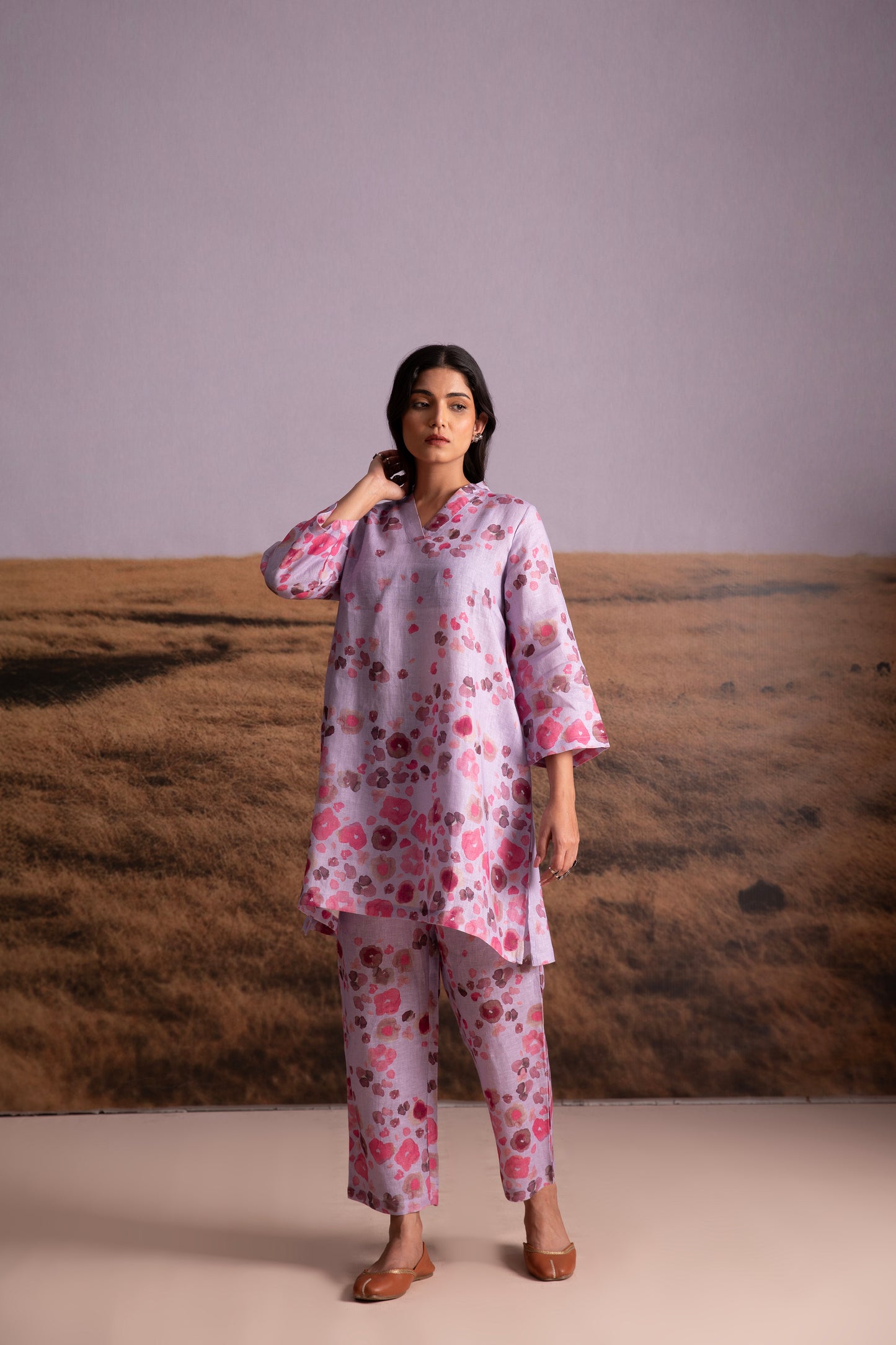 Pure Hemp Floral Co-ord Set- Lavender
