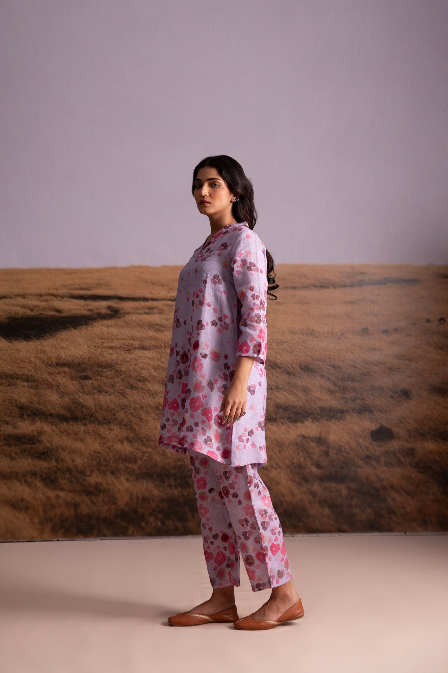Pure Hemp Floral Co-ord Set- Lavender