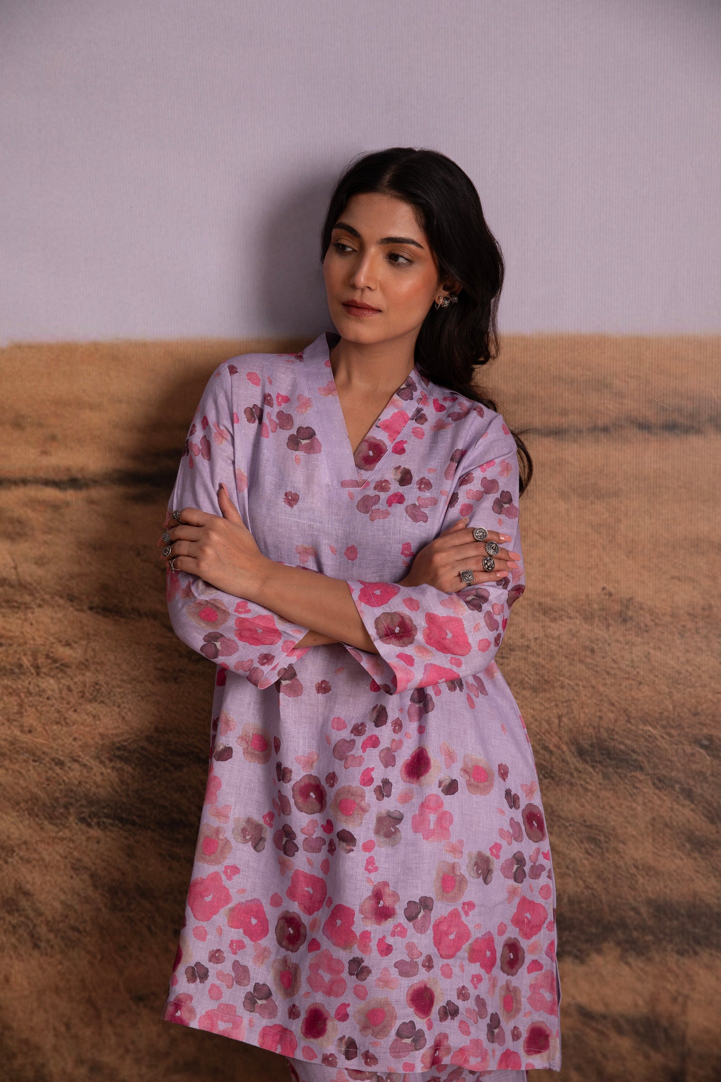 Pure Hemp Floral Co-ord Set- Lavender