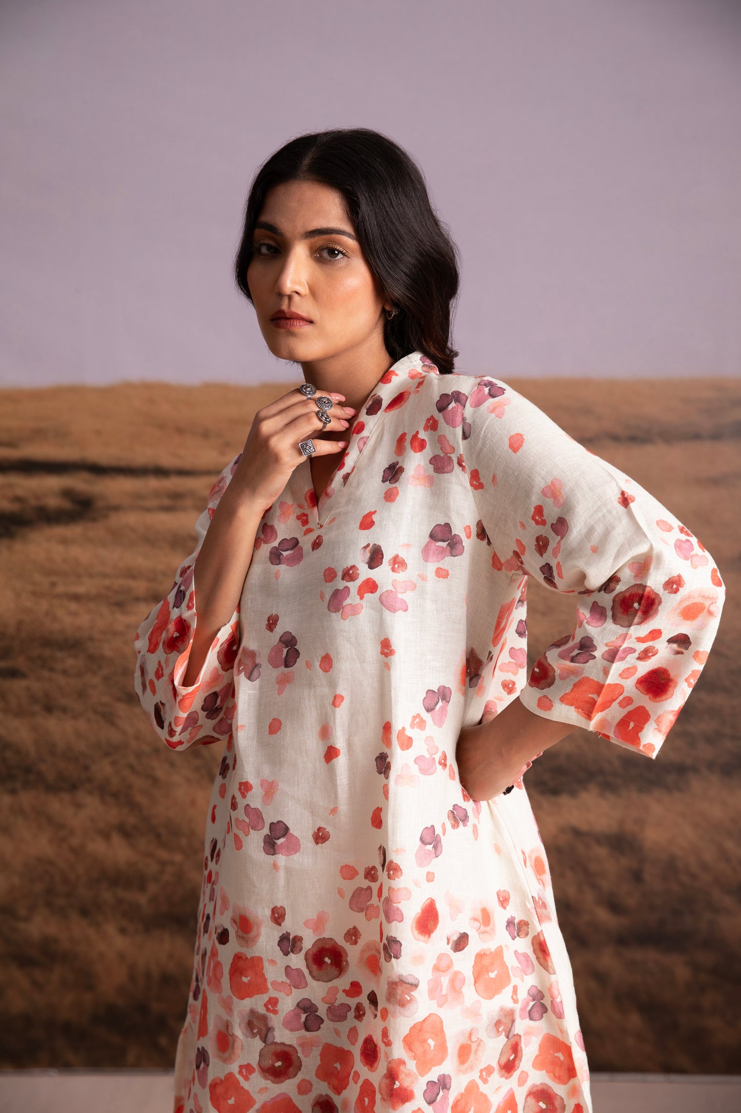 Pure Hemp Floral Co-ord Set-Cream