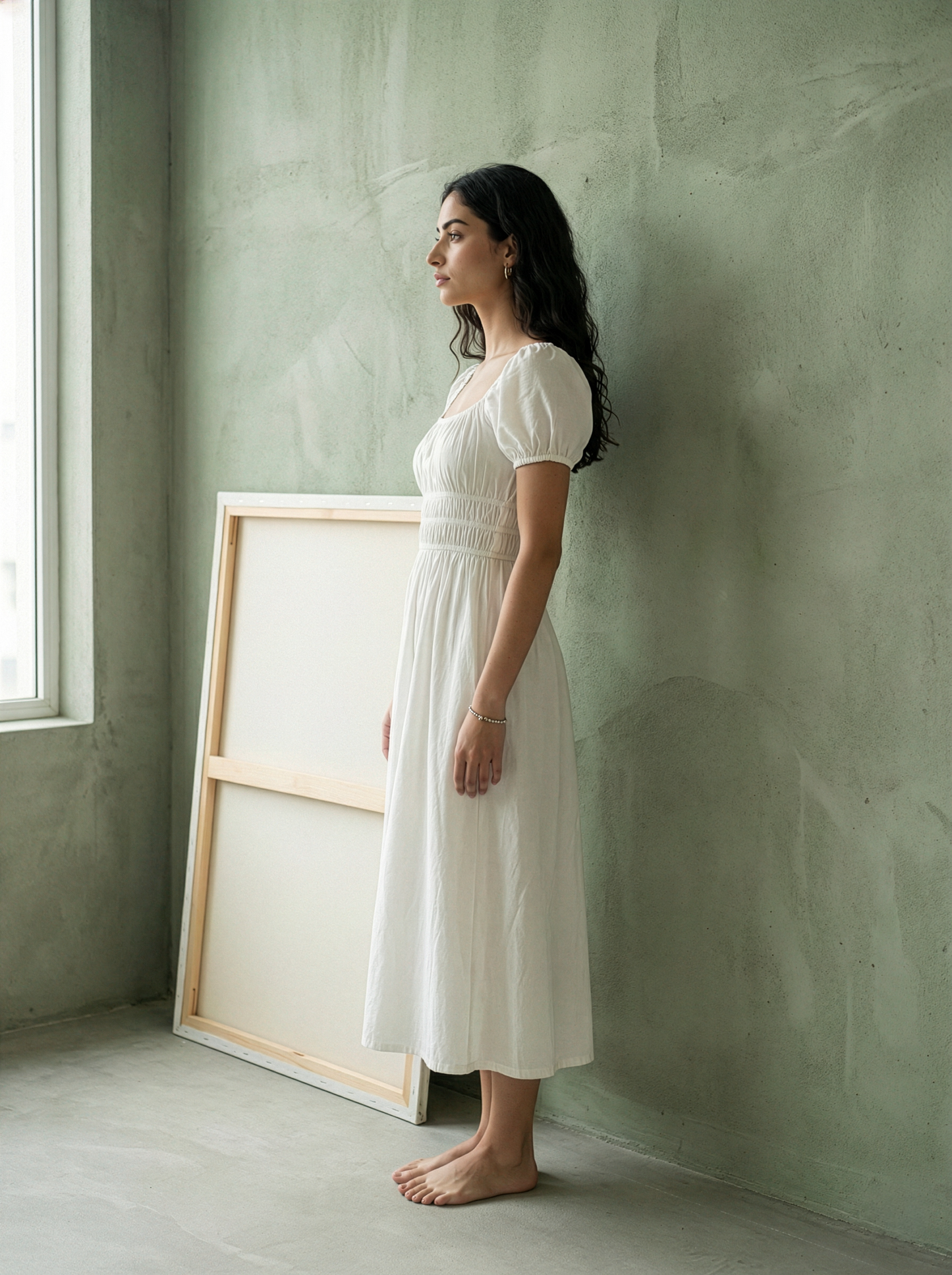 White Cottage Linen Dress
