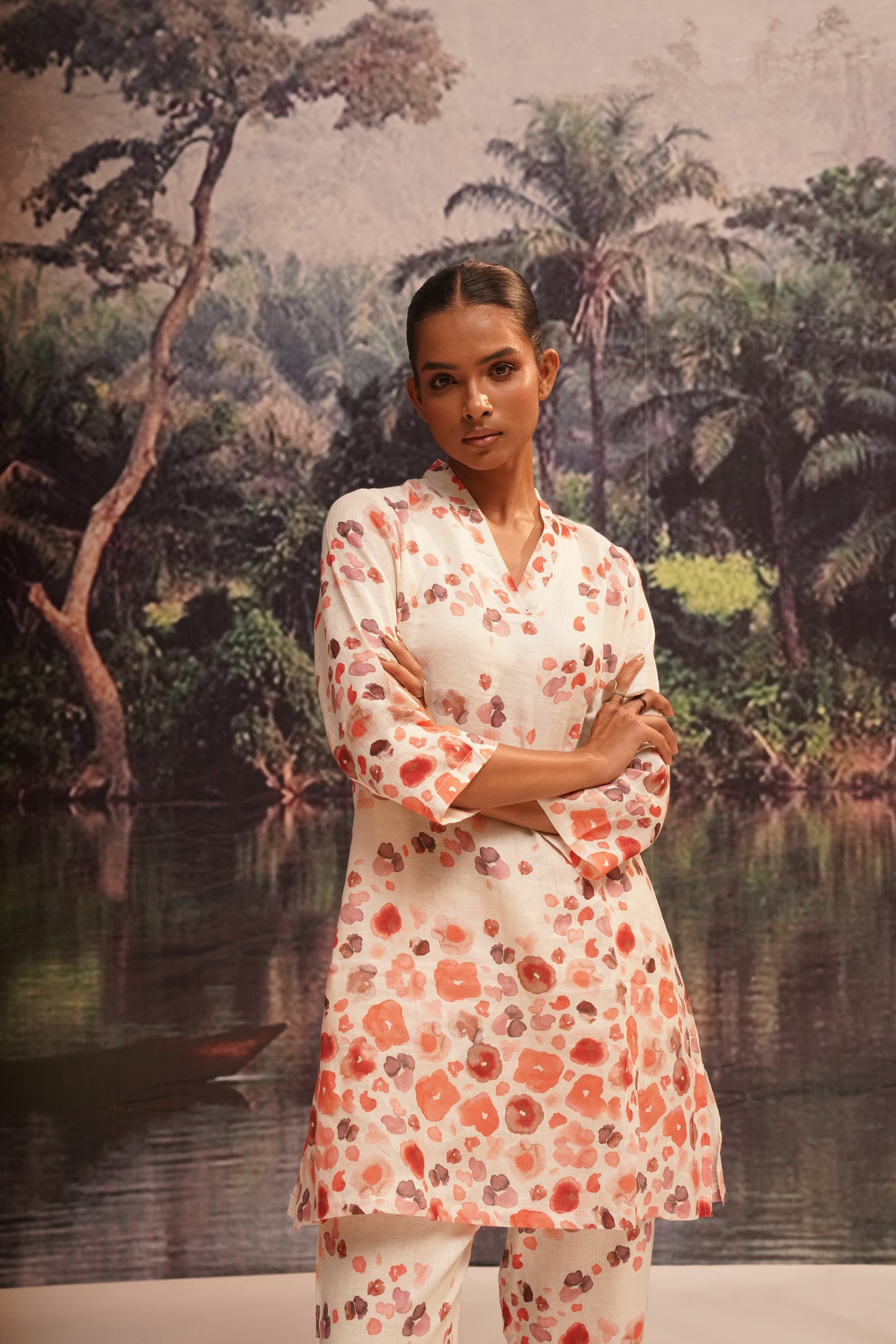 Pure Hemp Floral Co-ord Set-Cream