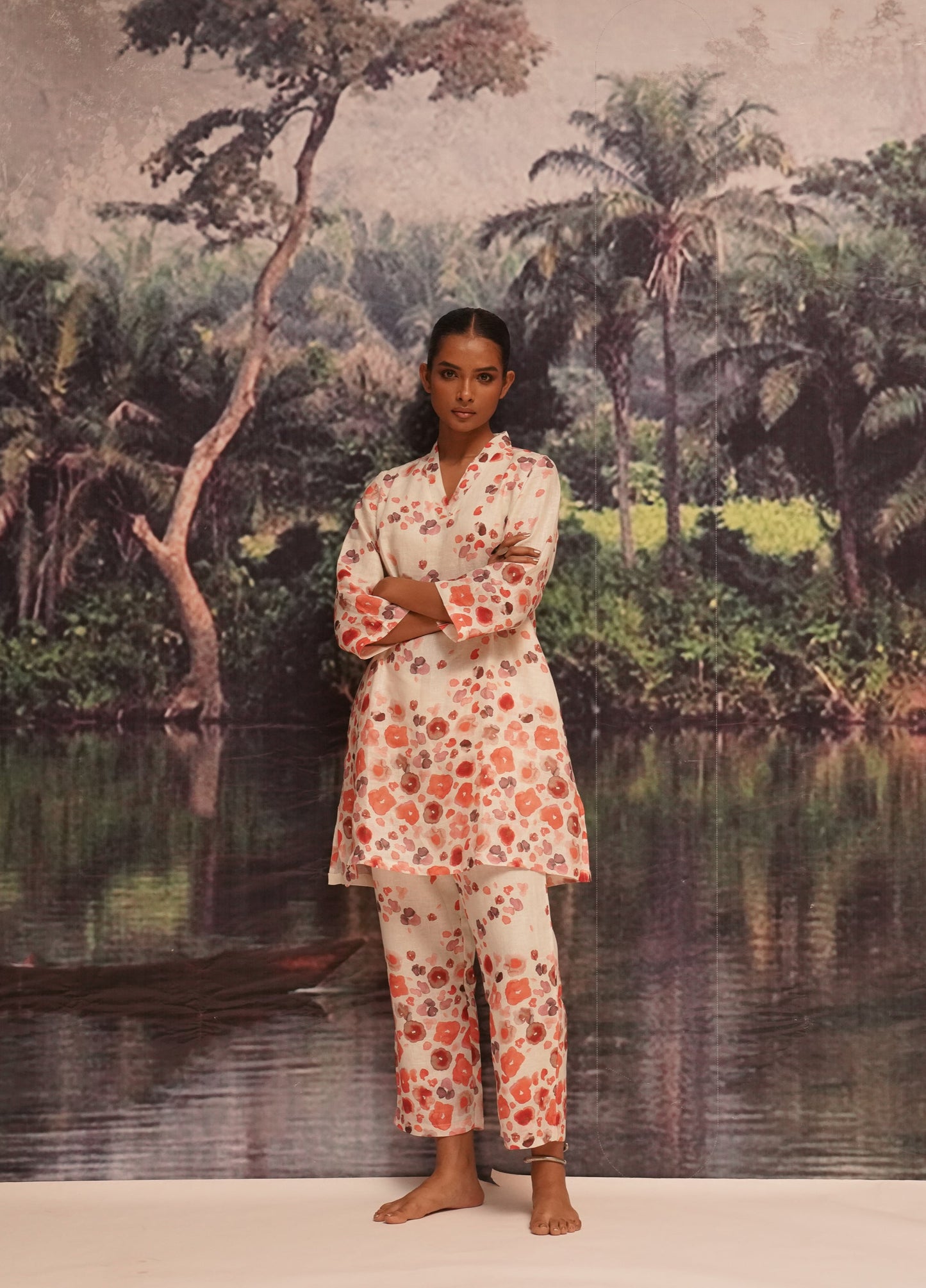 Pure Hemp Floral Co-ord Set-Cream