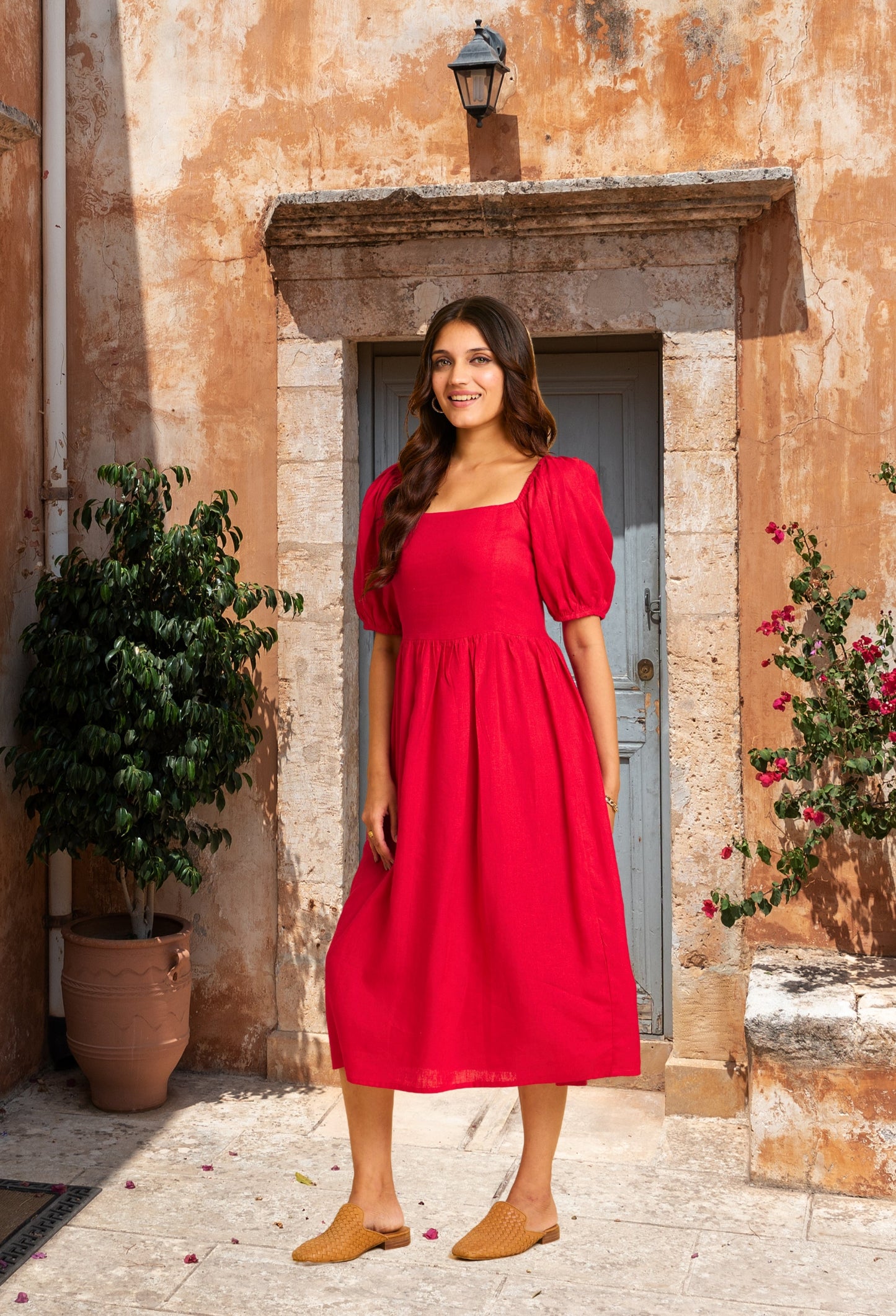 Red Linen Dress