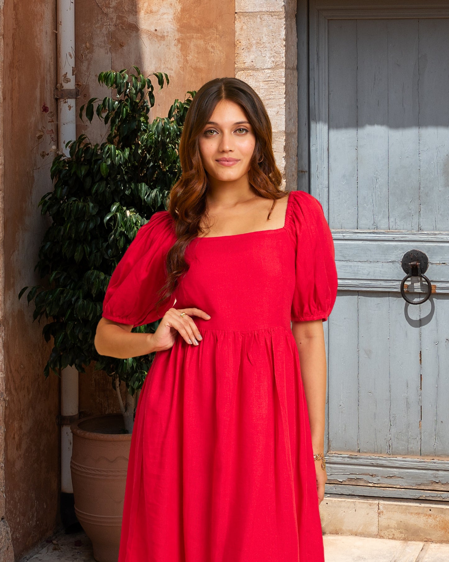 Red Linen Dress