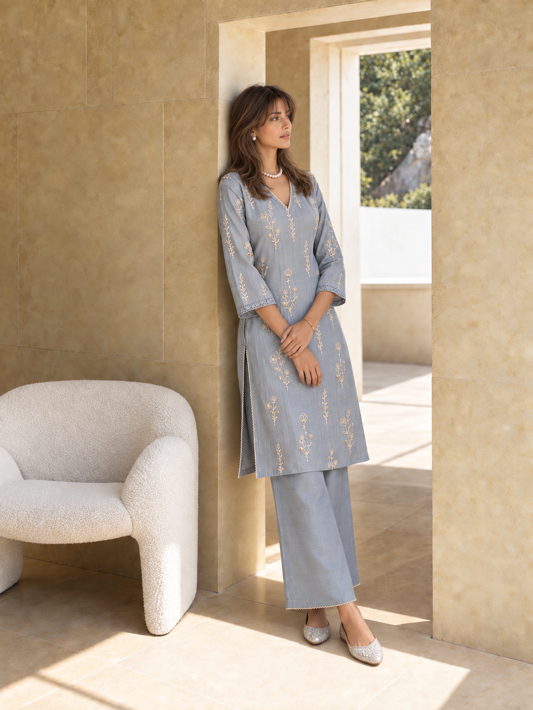 Aaina Silk Co-ord Set- Blue