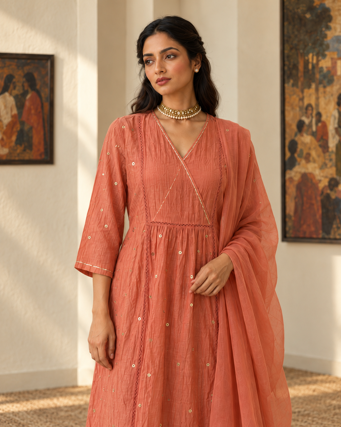 Terracotta Silk Kurta Set