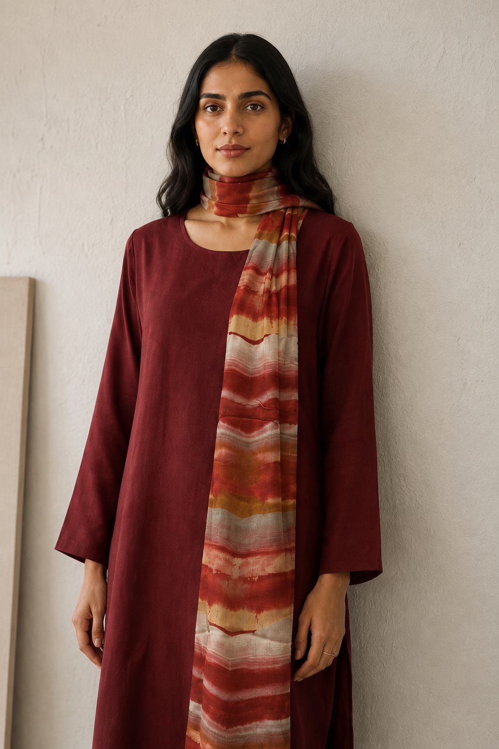 Rozana Linen Kurta Set- Maroon