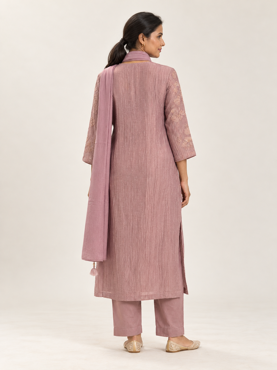 Mauve Pink Silk Kurta Set