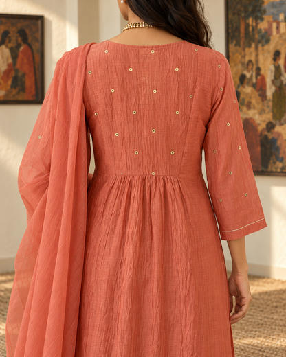 Terracotta Silk Kurta Set