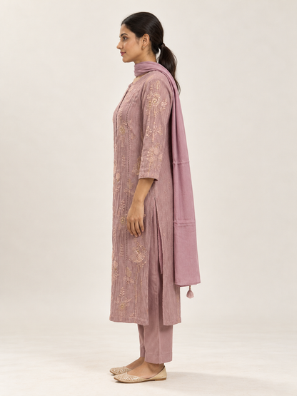 Mauve Pink Silk Kurta Set