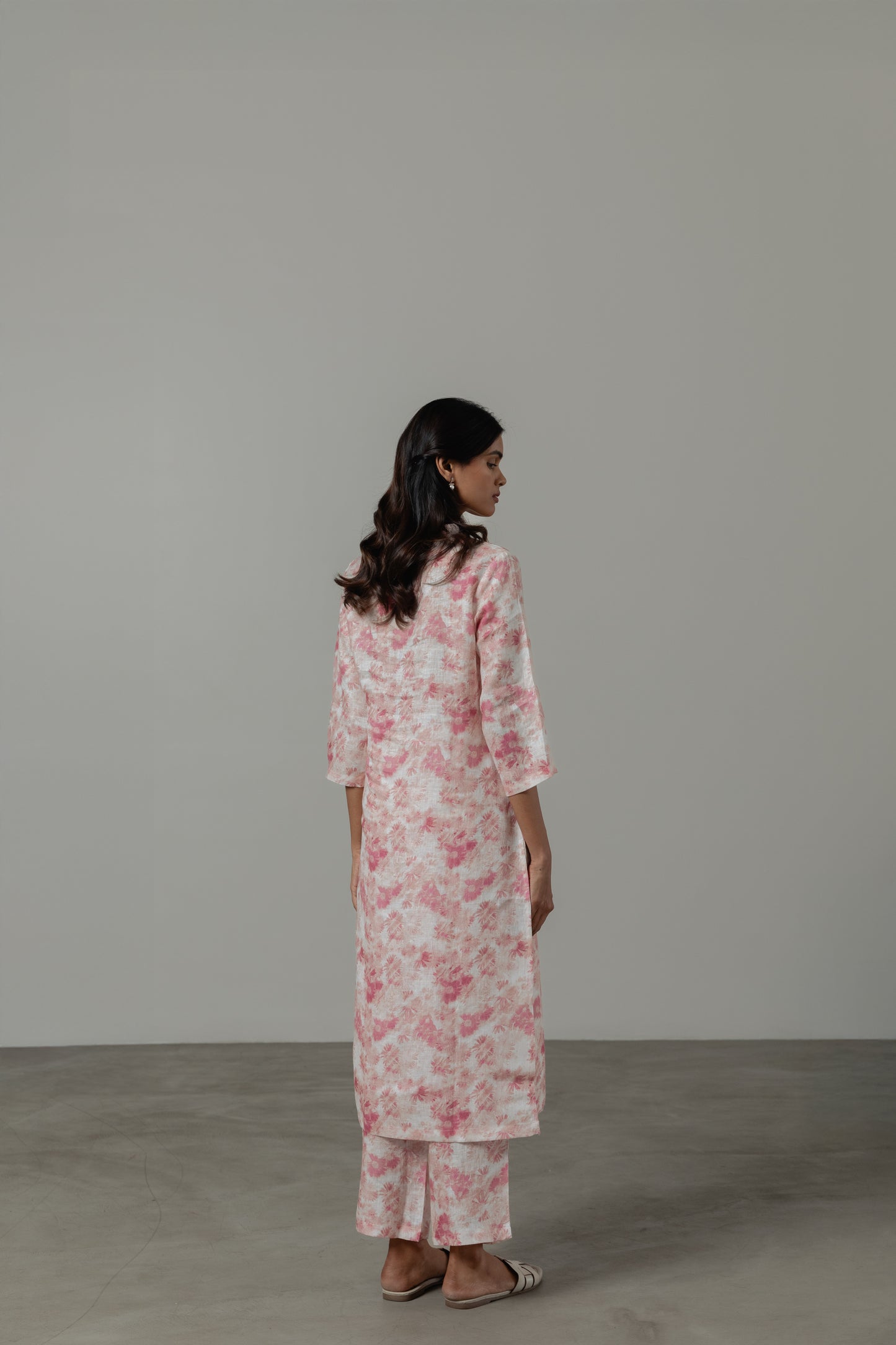 Pure Hemp Pink Floral Kurta Set