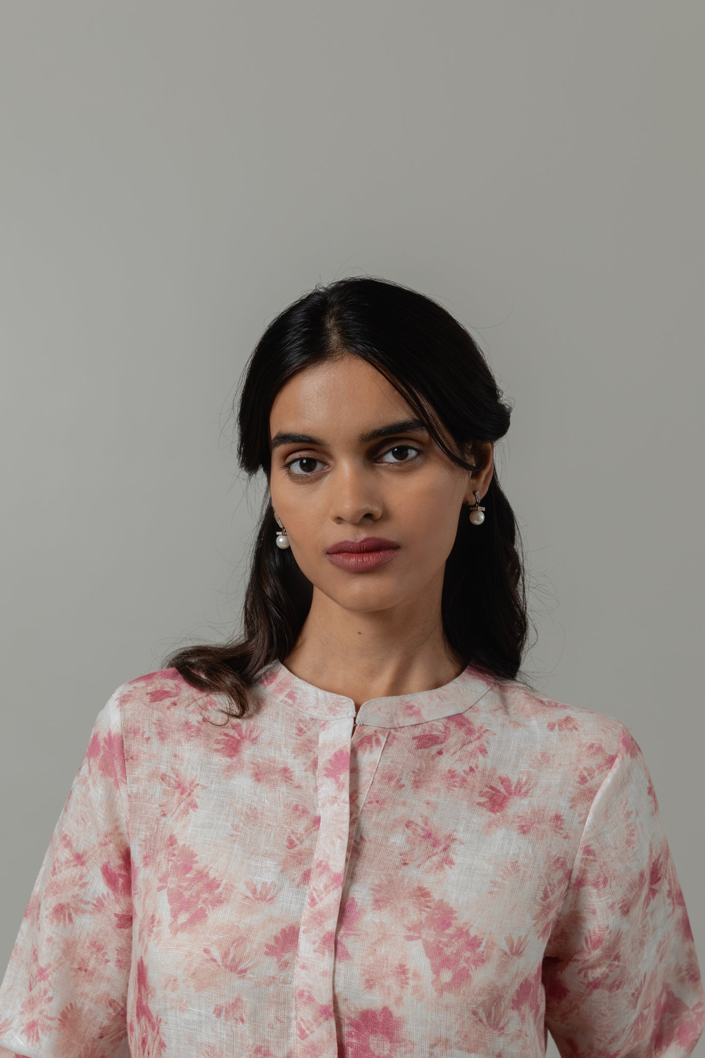 Pure Hemp Pink Floral Kurta Set