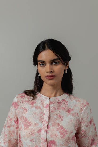 Pure Hemp Pink Floral Kurta Set