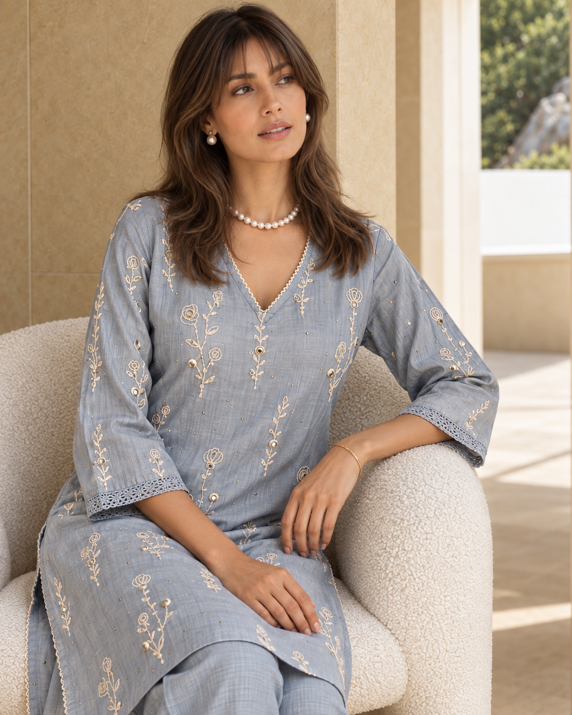 Aaina Silk Co-ord Set- Blue