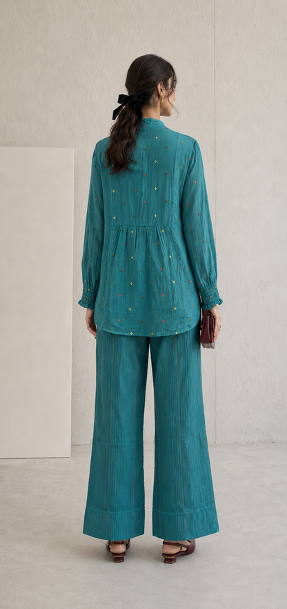 Cupro Teal Co-ord Set.