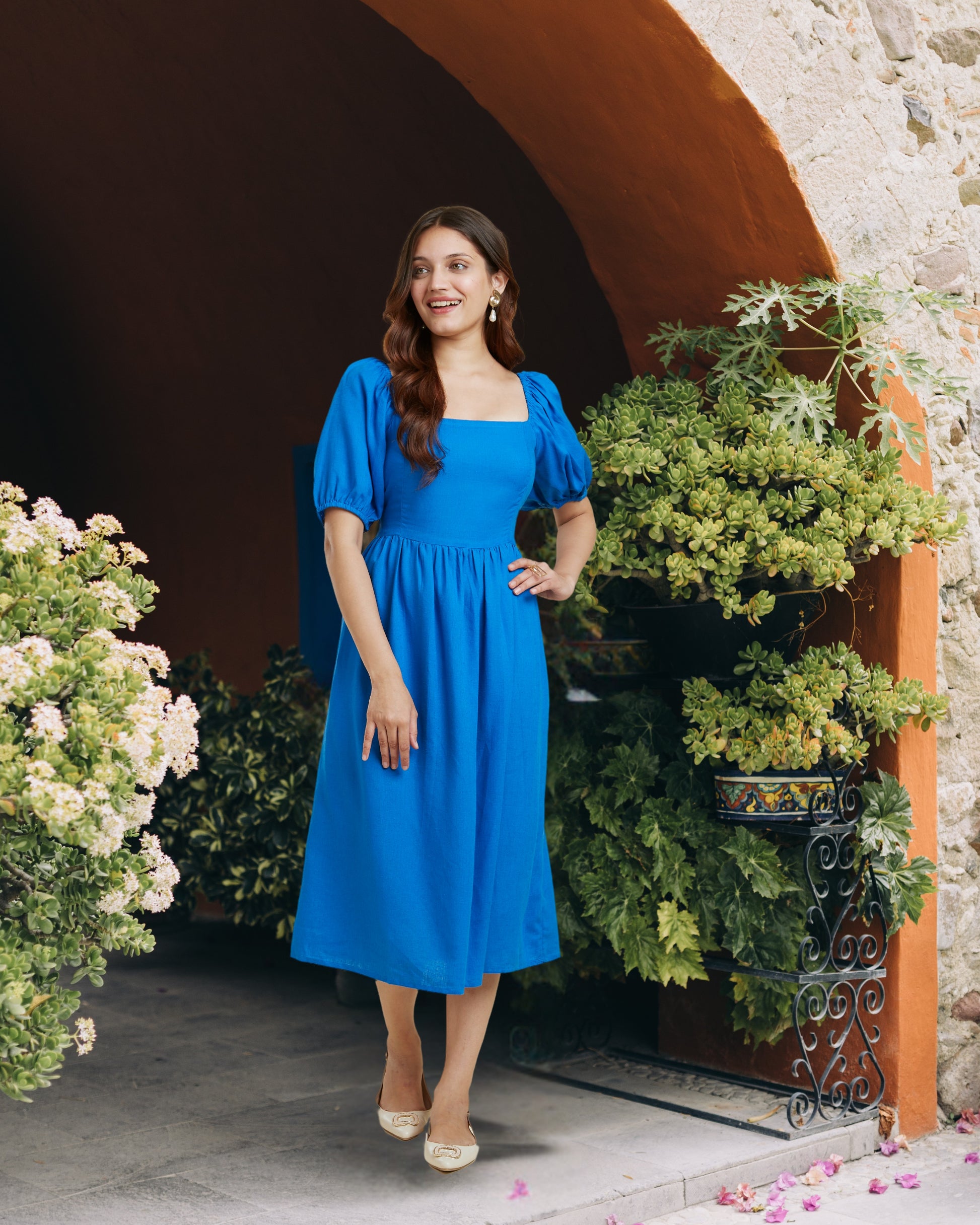 Cobalt Blue Linen Dress Bombay Bloom Cobalt Blue Linen Dress Bombay Bloom