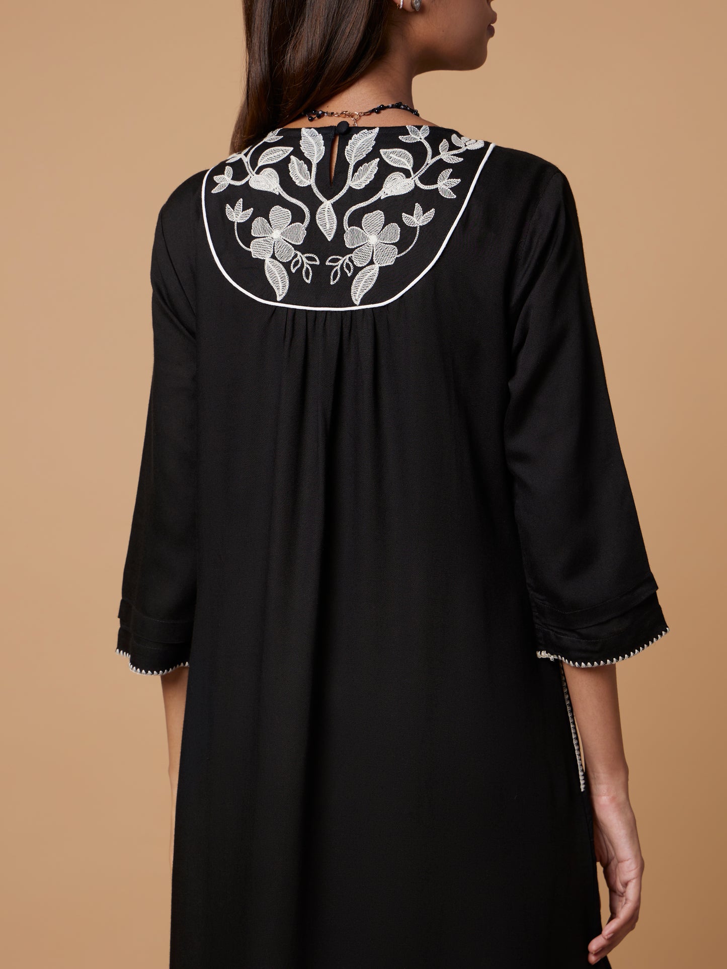 Ecovero Black Embroidered Dress