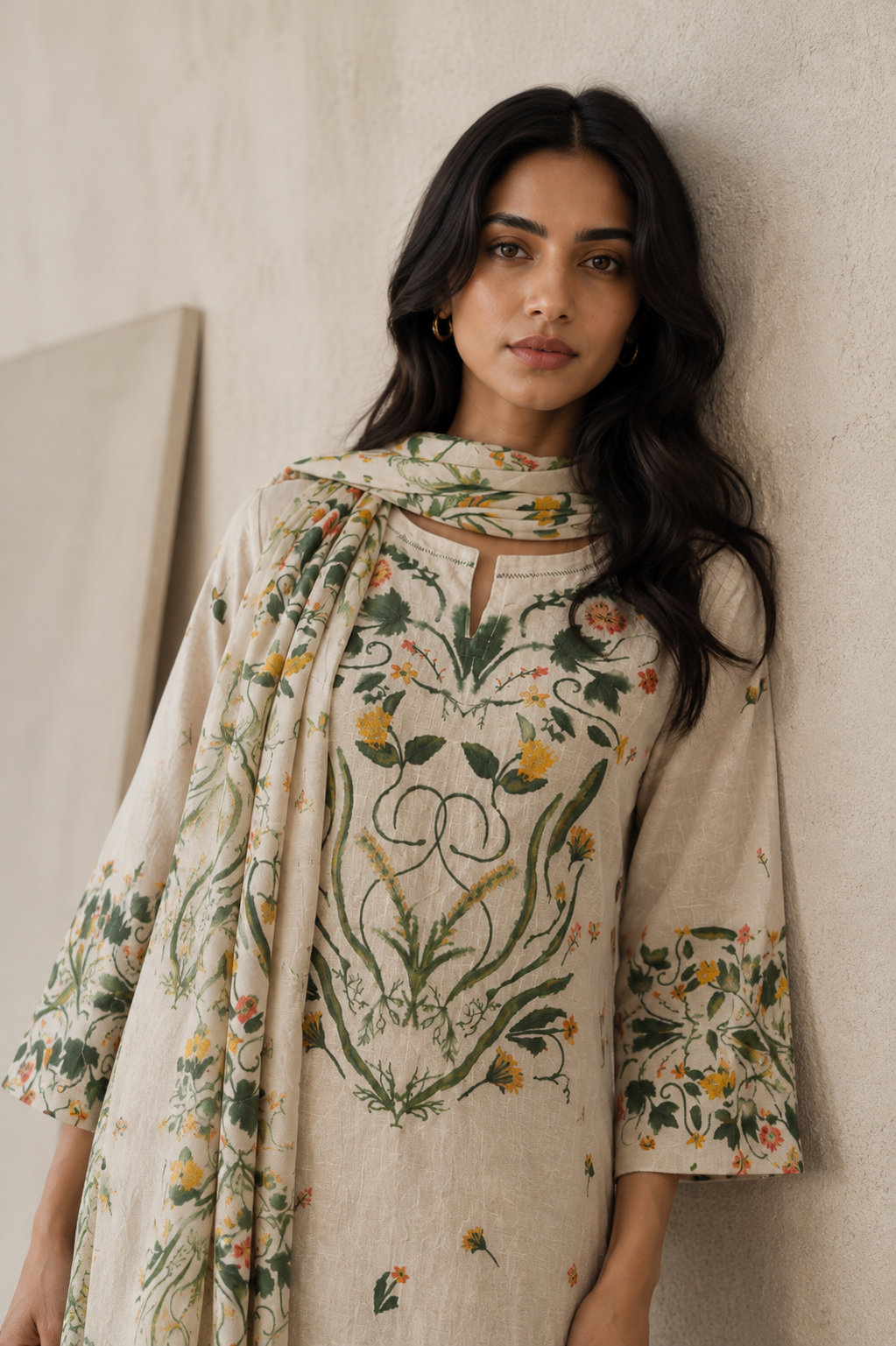 100% Hemp Kurta Set-Green