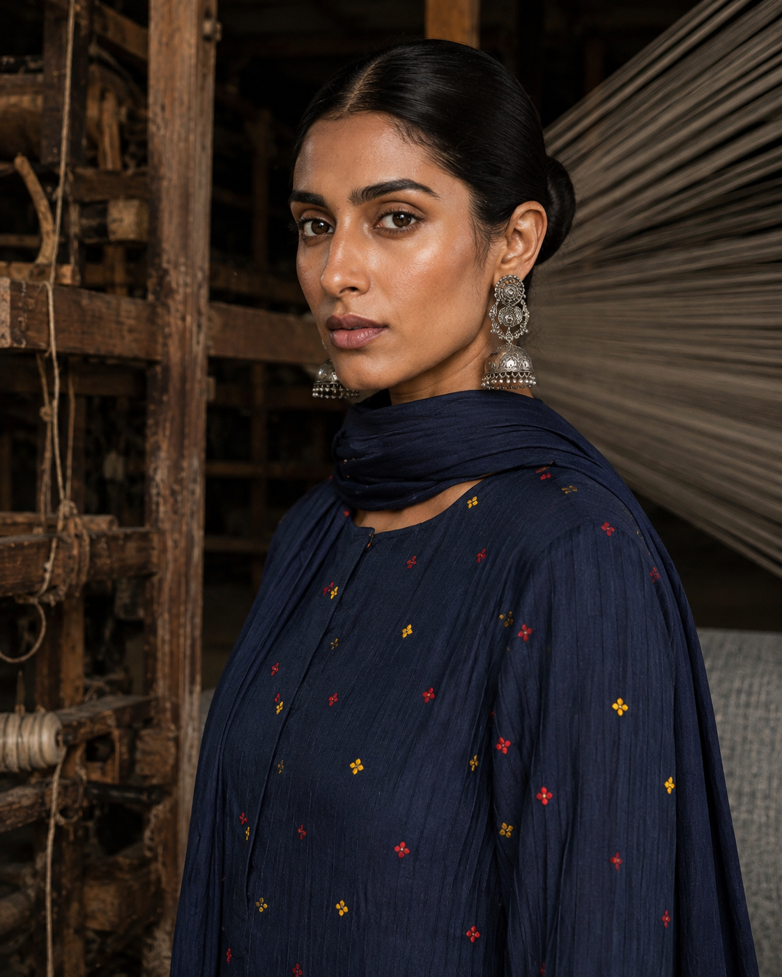 Vegan Silk Blue Kurta Set