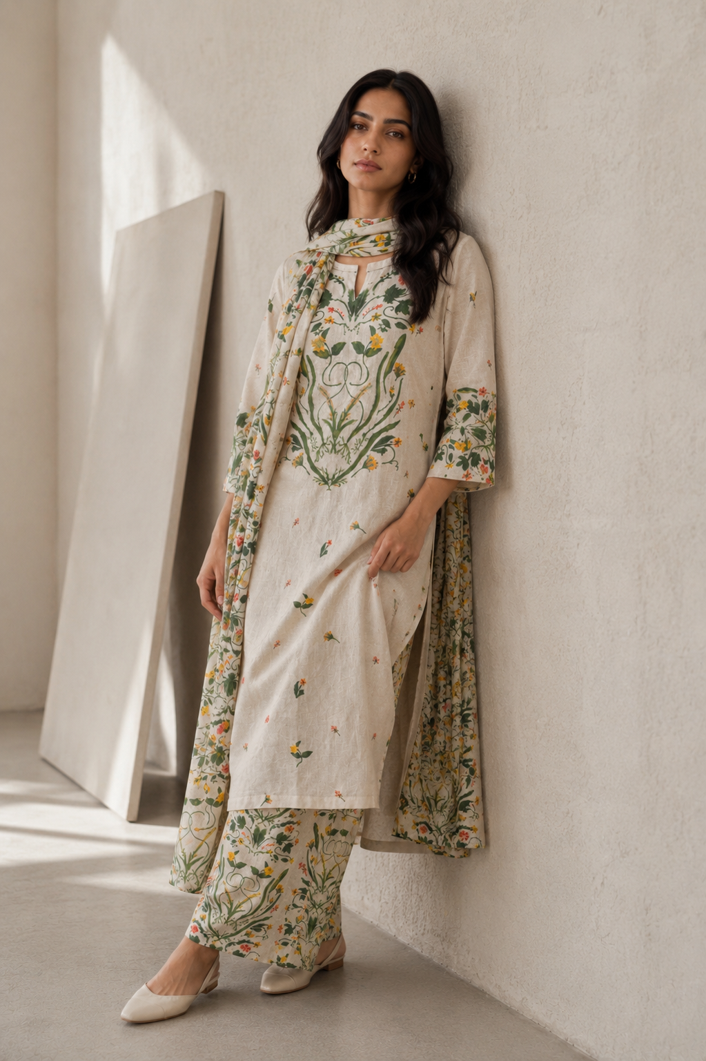100% Hemp Kurta Set-Green