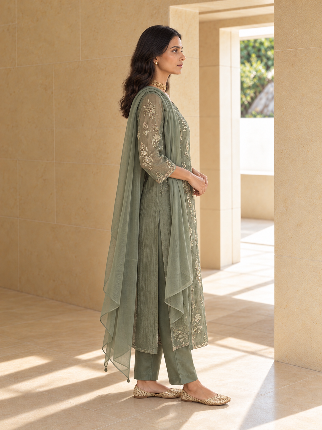 Sage Silk Kurta Set