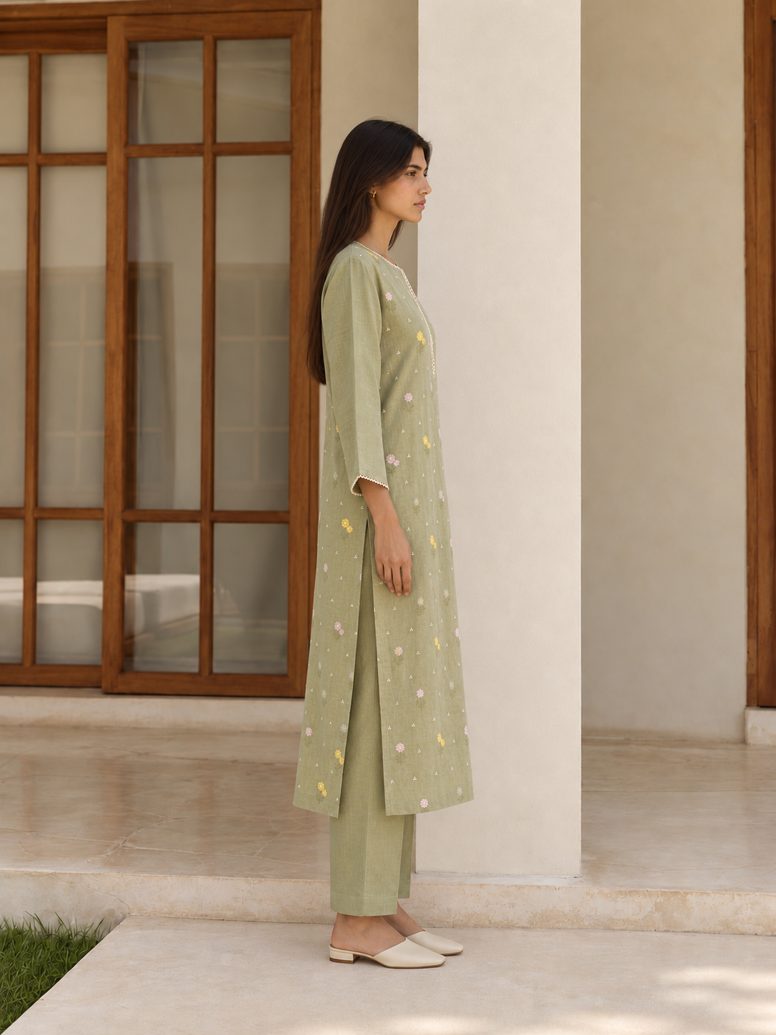 Mint Linen Kurta Set