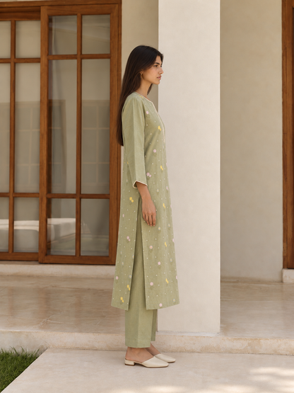 Mint Linen Kurta Set