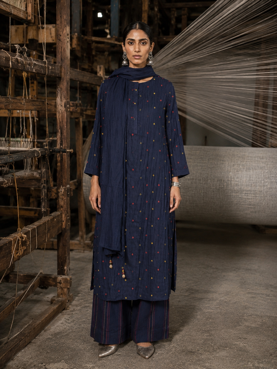 Vegan Silk Blue Kurta Set