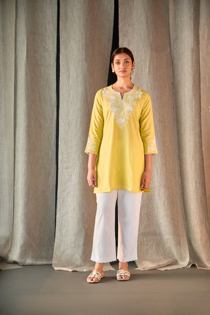Yellow Yoke Embroidered Co-ord Set