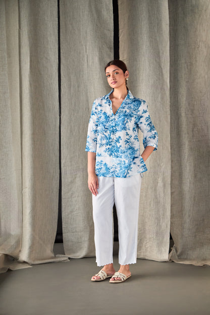 Pure Hemp Forest Shirt-Blue