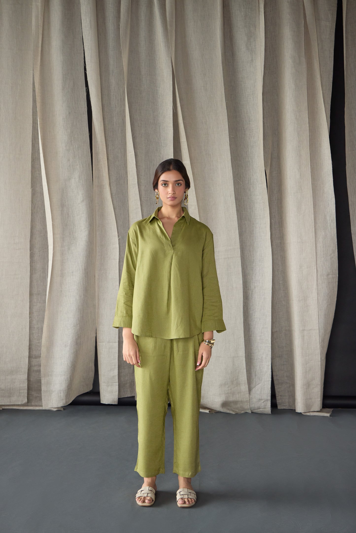 Green Linen Co-ord Set