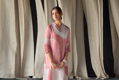 Pure Hemp Kurta Set-Pink