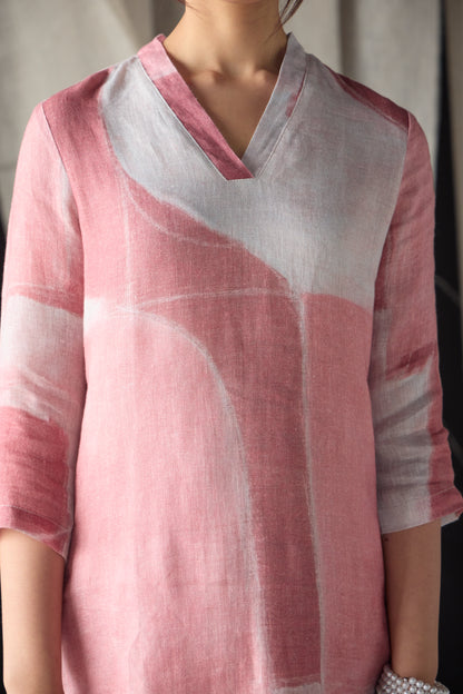 Pure Hemp Kurta Set-Pink