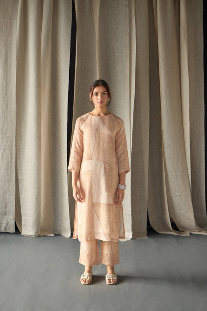 Naive Peach Pure Hemp Kurta Set