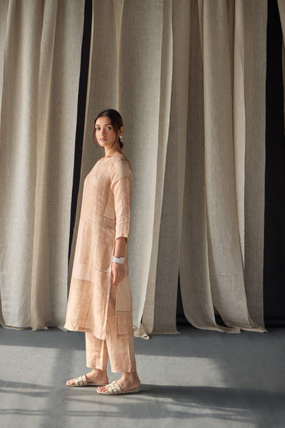 Naive Peach Pure Hemp Kurta Set