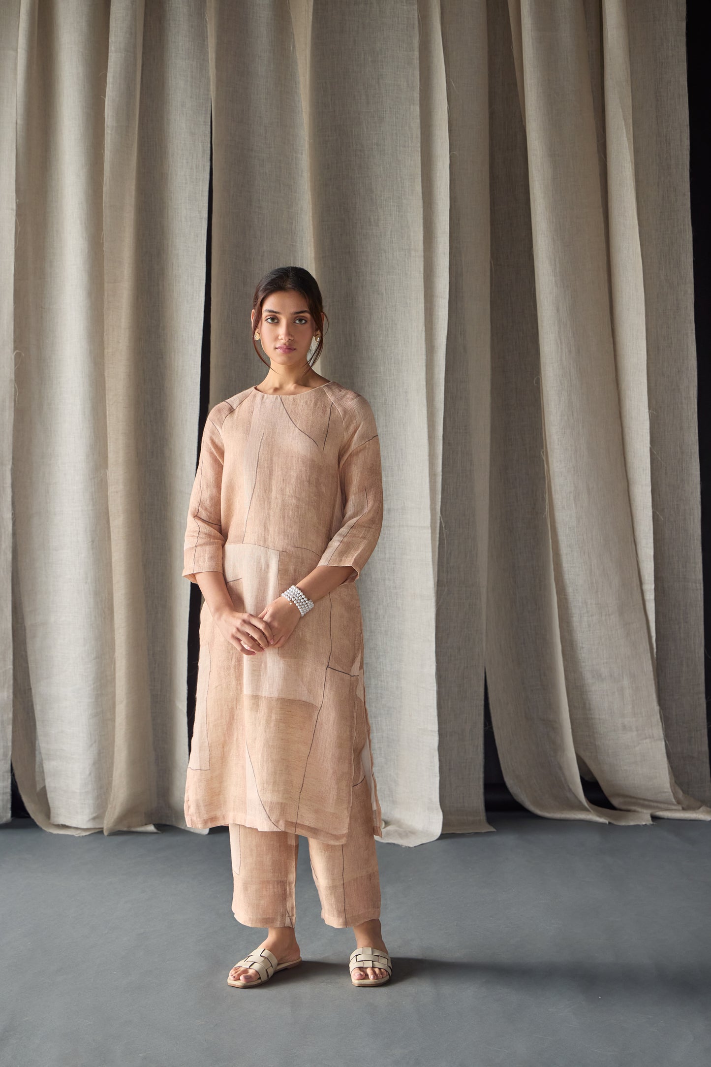 Naive Peach Pure Hemp Kurta Set