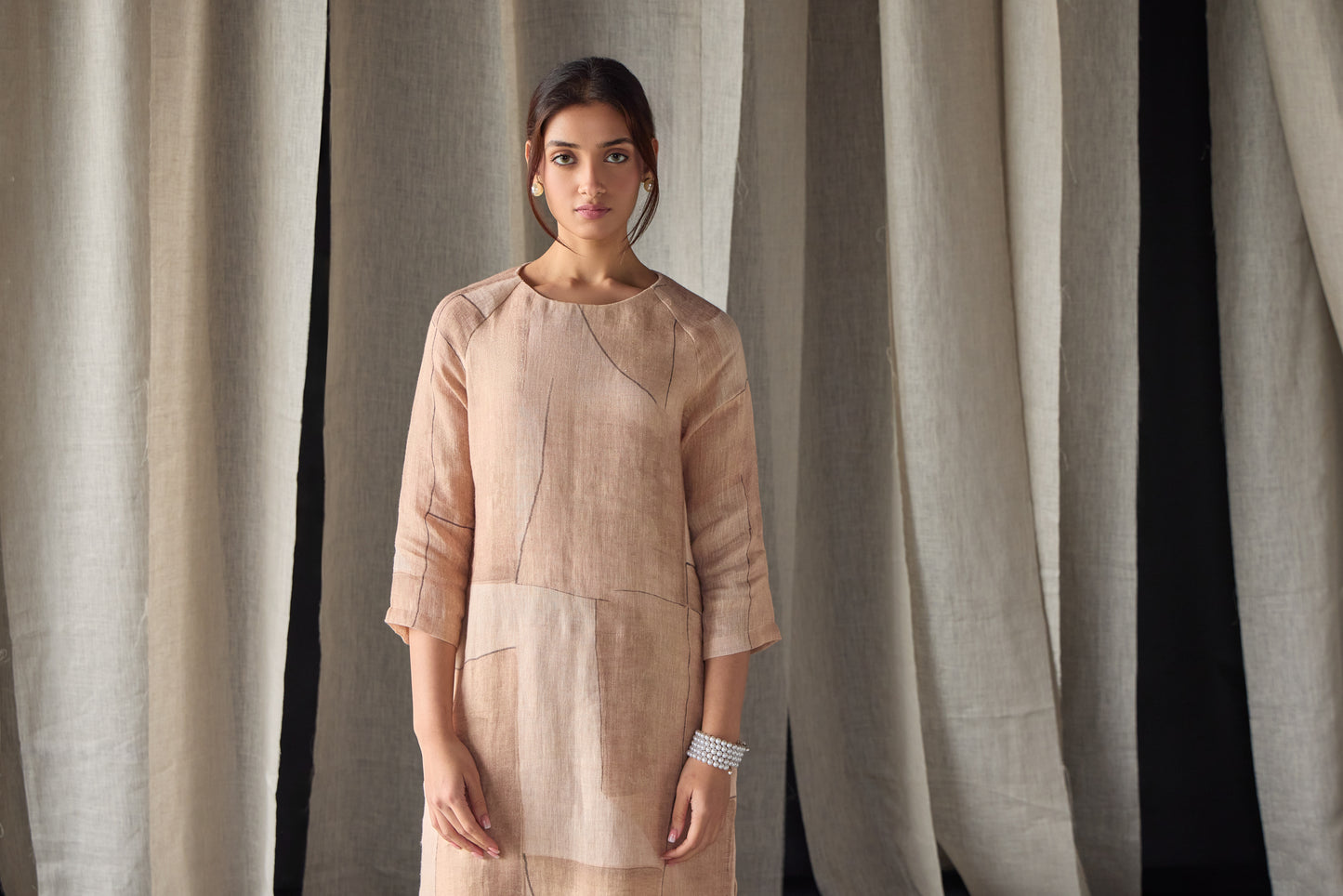 Naive Peach Pure Hemp Kurta Set