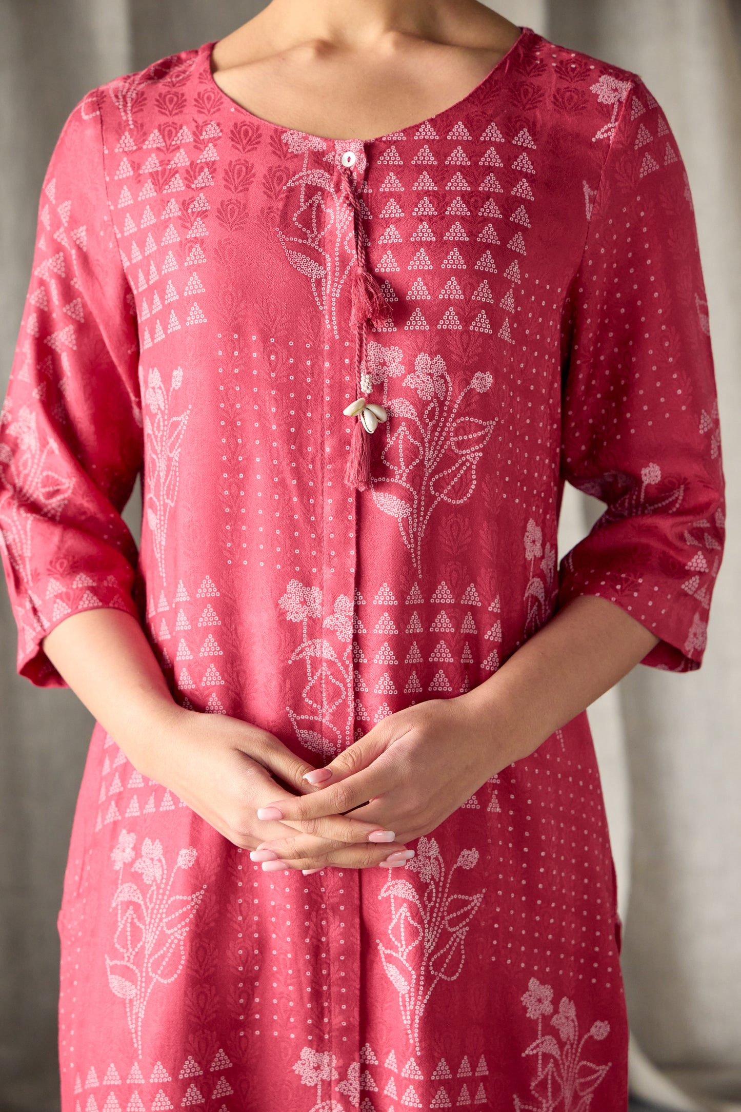 Cherry Red Ecovero Jacquard Kurta